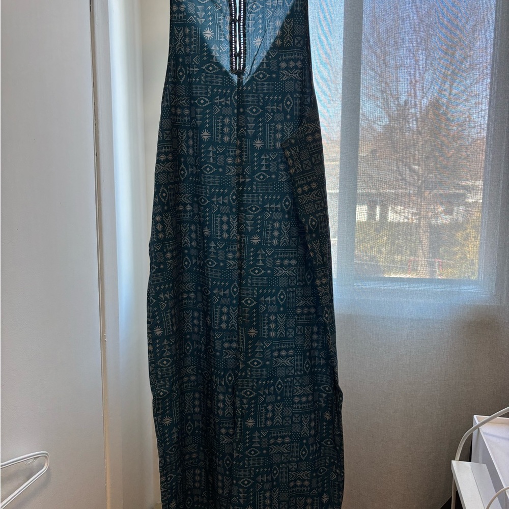 Patterned Blue Sleeveless Overall